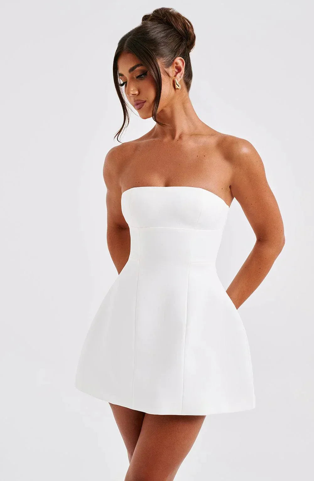 CAMILA STRAPLESS MINI DRESS- WHITE