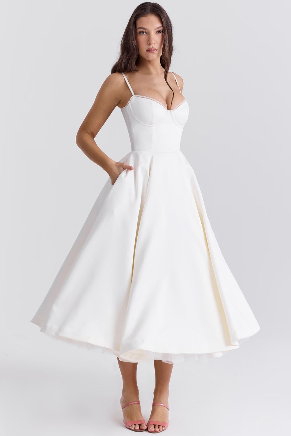 ARABELLA MIDI DRESS - WHITE