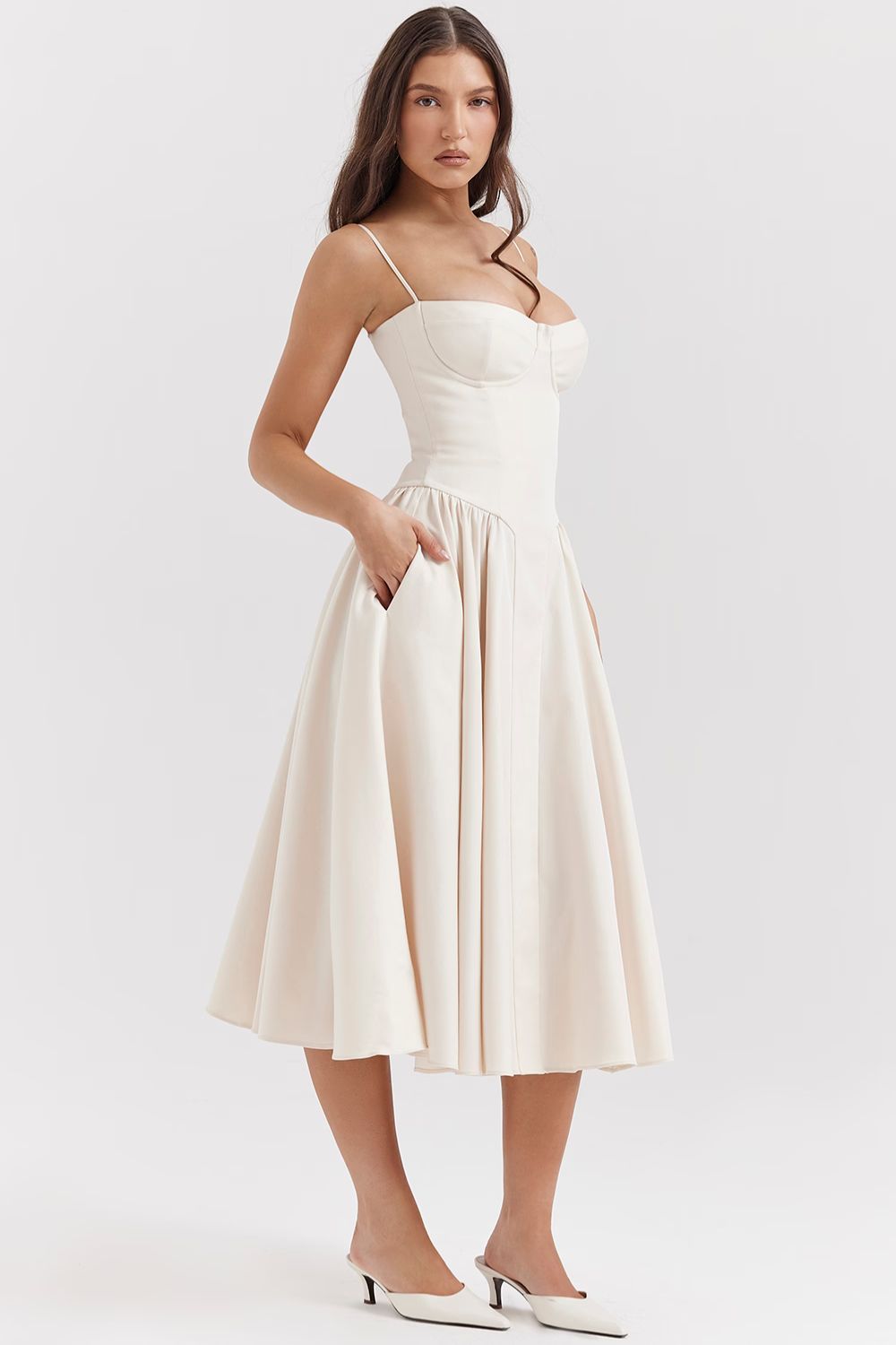 JASMIN MIDI DRESS - CREAM