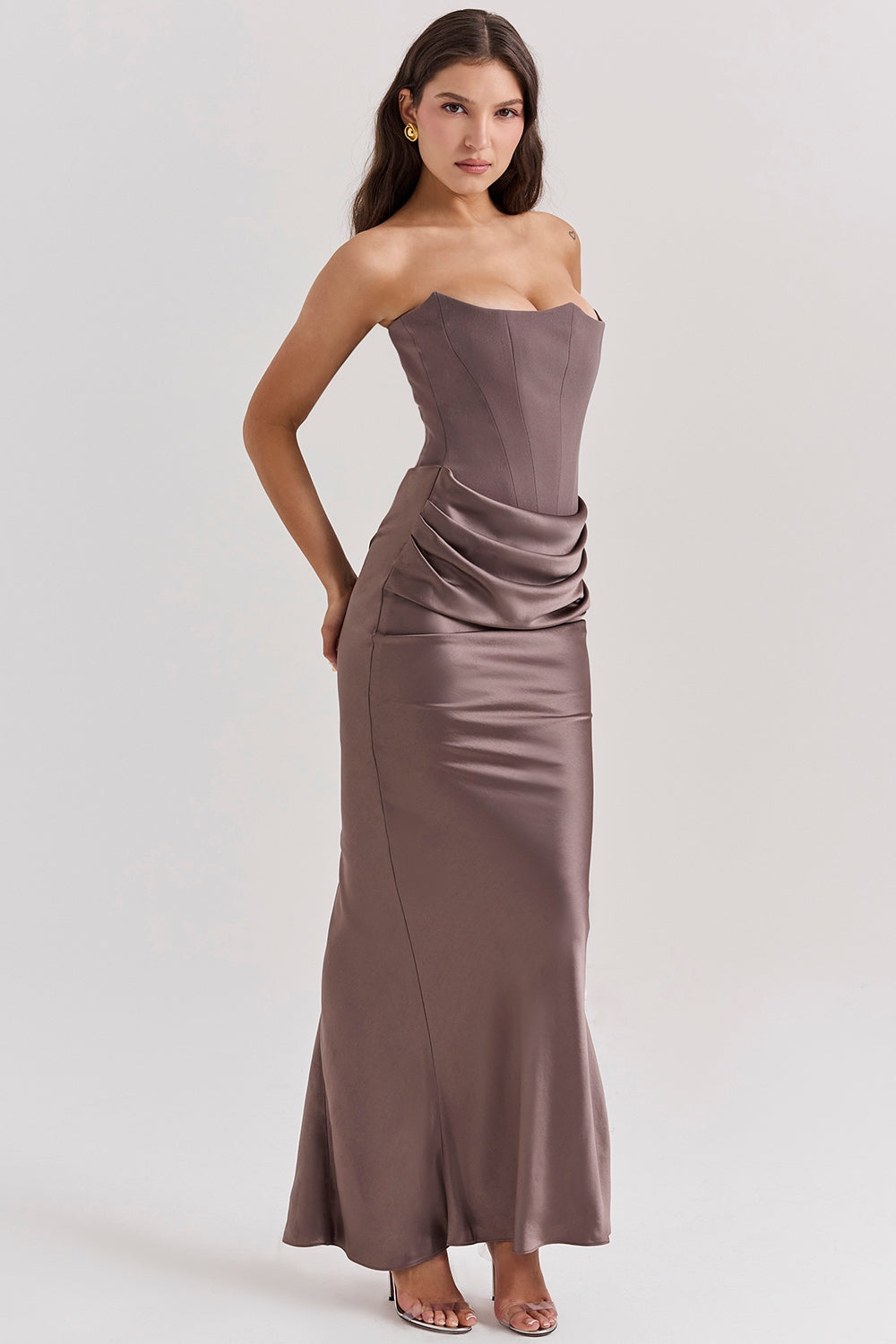 SERAPHINE CREPE GOWN - SMOKE